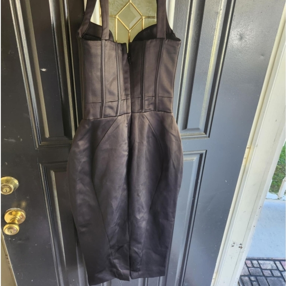 Fiorella black dutchess satin midi corset dress - Picture 7 of 10